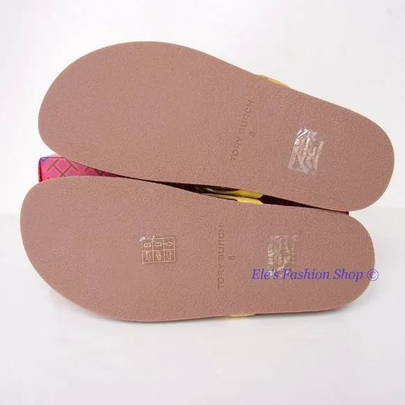 NIB Tory Burch Ergonomic Miller Cloud Leather Sandal Lemon Lime Green US 8 AUTH