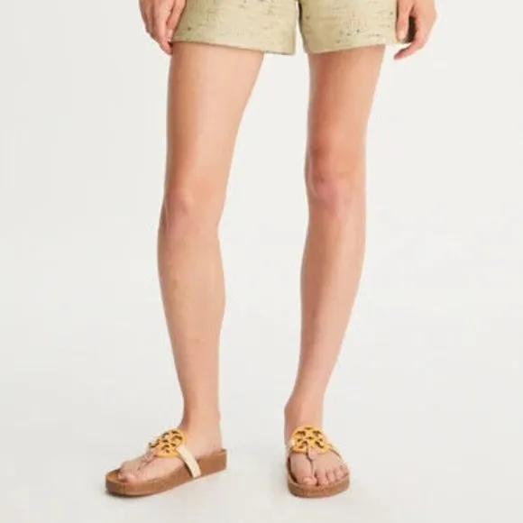 NIB Tory Burch Ergonomic Miller Cloud Leather Sandal Lemon Lime Green US 8 AUTH