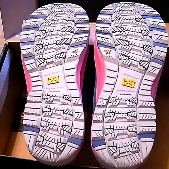 NIB Women's CATERPILLAR blue and pink shoes with composite toe size 8.5