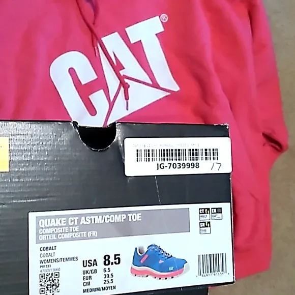 NIB Women's CATERPILLAR blue and pink shoes with composite toe size 8.5