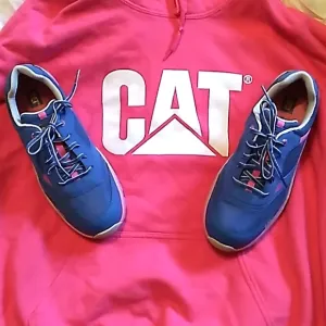 NIB Women's CATERPILLAR blue and pink shoes with composite toe size 8.5