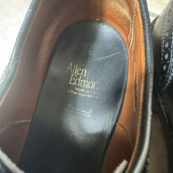 NICE Allen Edmonds Strand Men's 8 D Wingtip Oxford Black Cap Toe Dress Shoes
