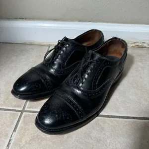 NICE Allen Edmonds Strand Men's 8 D Wingtip Oxford Black Cap Toe Dress Shoes