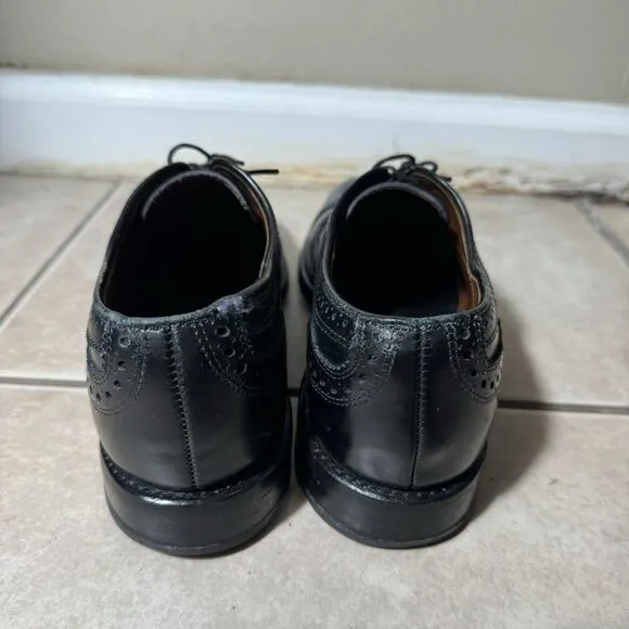 NICE Allen Edmonds Strand Men's 8 D Wingtip Oxford Black Cap Toe Dress Shoes