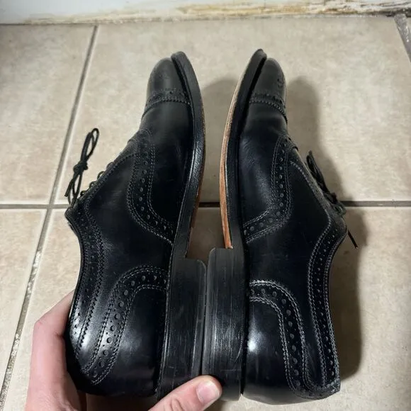 NICE Allen Edmonds Strand Men's 8 D Wingtip Oxford Black Cap Toe Dress Shoes