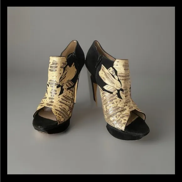 Nicholas Kirkwood Snakeskin Platform Boots Shoes 39.5 US 9 Avant Garde Amazing!