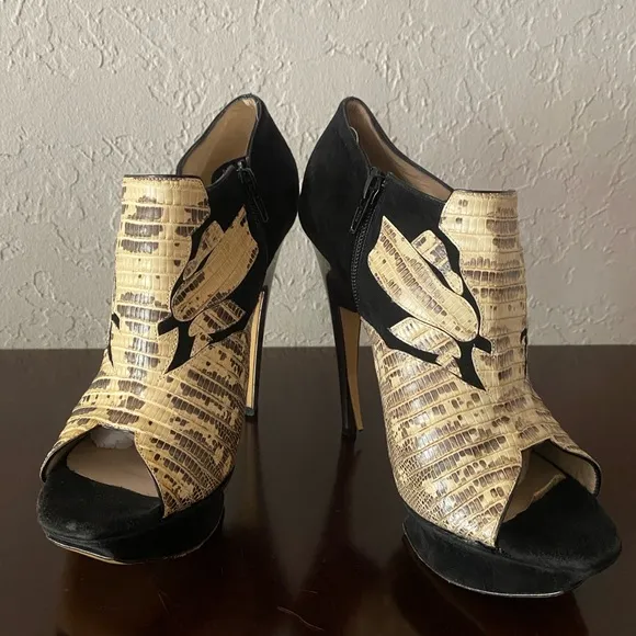 Nicholas Kirkwood Snakeskin Platform Boots Shoes 39.5 US 9 Avant Garde Amazing!