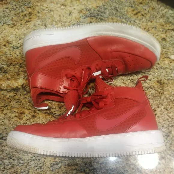 Nike Air Force 1 Ultra Force Basketball Shoes Mens 9 Red Athletic Sneakers