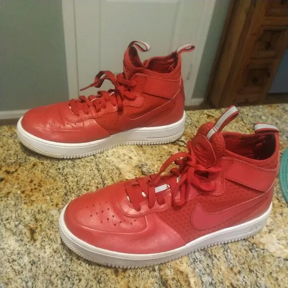 Nike Air Force 1 Ultra Force Basketball Shoes Mens 9 Red Athletic Sneakers