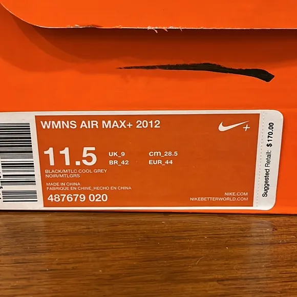 Nike Air Max 2012 shoes sneakers new black grey 487679 020 Mens Size 10