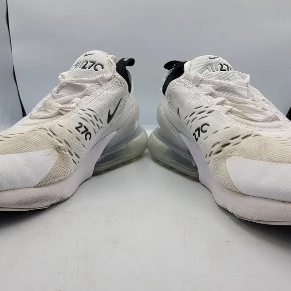 Nike Air Max 270 Mens 9 White Black Running Athletic Comfort Shoes AH8050-100