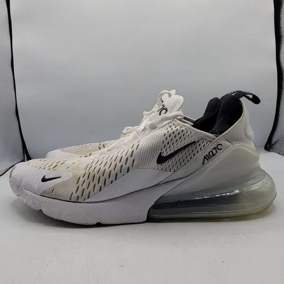 Nike Air Max 270 Mens 9 White Black Running Athletic Comfort Shoes AH8050-100