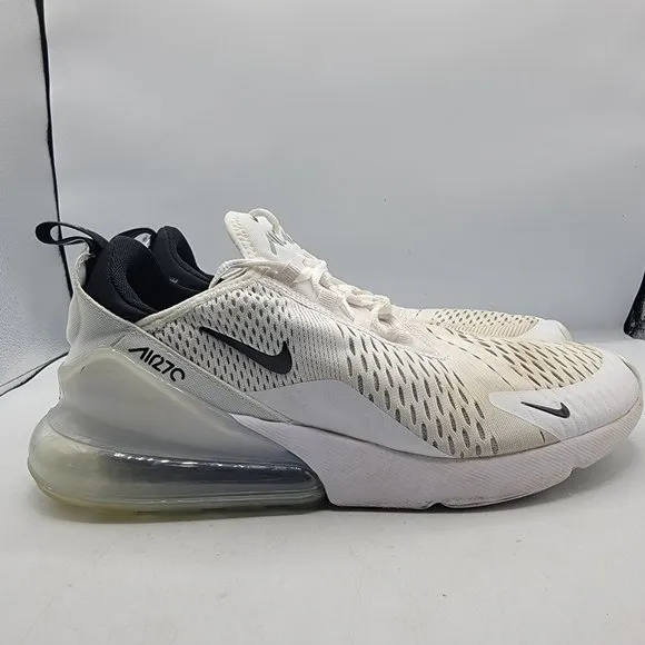 Nike Air Max 270 Mens 9 White Black Running Athletic Comfort Shoes AH8050-100