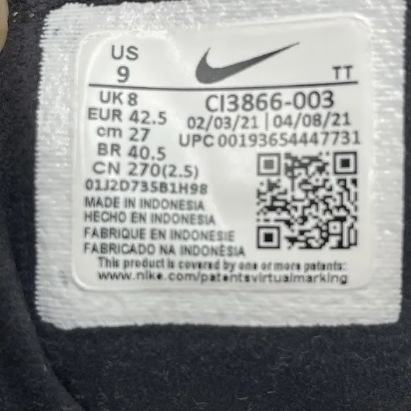 Nike Air Max 270 React Mens Sz 9 CI3866-003 Triple Black Running Athletic Shoes