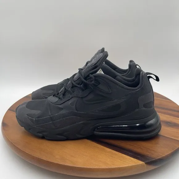Nike Air Max 270 React Mens Sz 9 CI3866-003 Triple Black Running Athletic Shoes