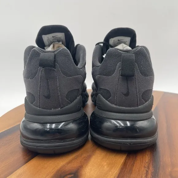 Nike Air Max 270 React Mens Sz 9 CI3866-003 Triple Black Running Athletic Shoes