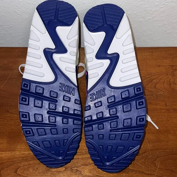Nike Air Max 90 FlyEase Men's Size 8 Royal Blue White Sneakers Shoes CU0814-101