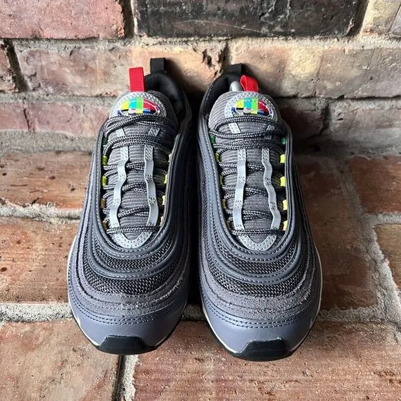 Nike Air Max 97 Evolution Of Icon Gray Rainbow Shoes Sneakers Womens 8 Youth 6.5