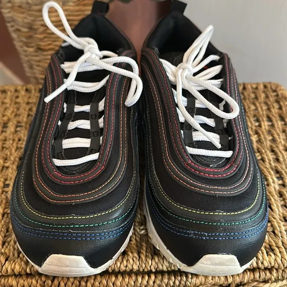 Nike | Air Max 97 | women’s | black | rainbow stitching | 6.5 | tennis Shoes
