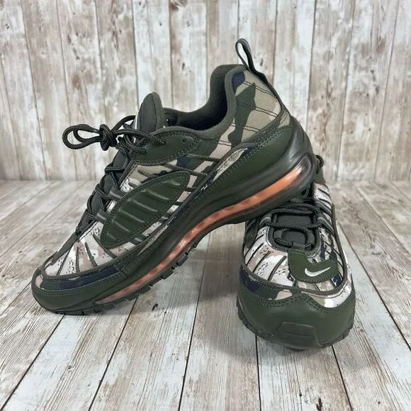 Nike  Air‎ Max 98 camo classic cargo khaki sunset tint black Mens 9
