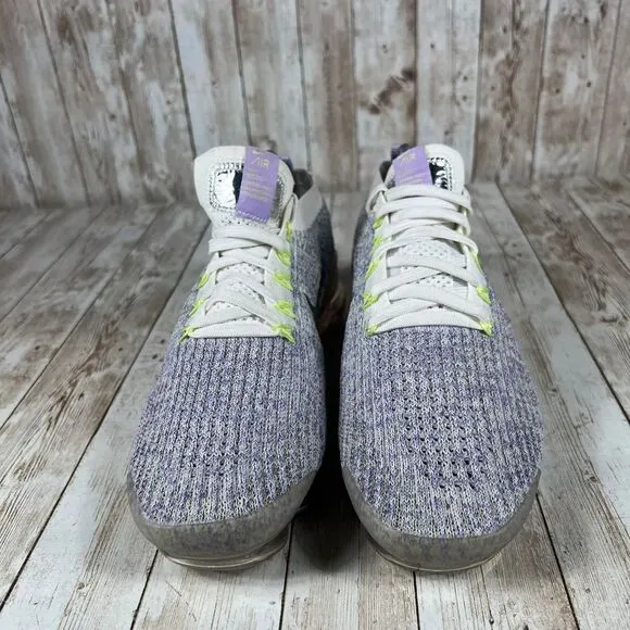 Nike Air‎ VaporMax Flyknit Running Shoes Purple Gray Neon Accents Women's 7.5