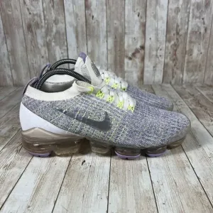 Nike Air‎ VaporMax Flyknit Running Shoes Purple Gray Neon Accents Women's 7.5