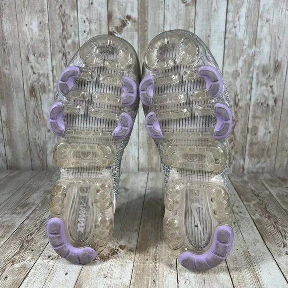 Nike Air‎ VaporMax Flyknit Running Shoes Purple Gray Neon Accents Women's 7.5