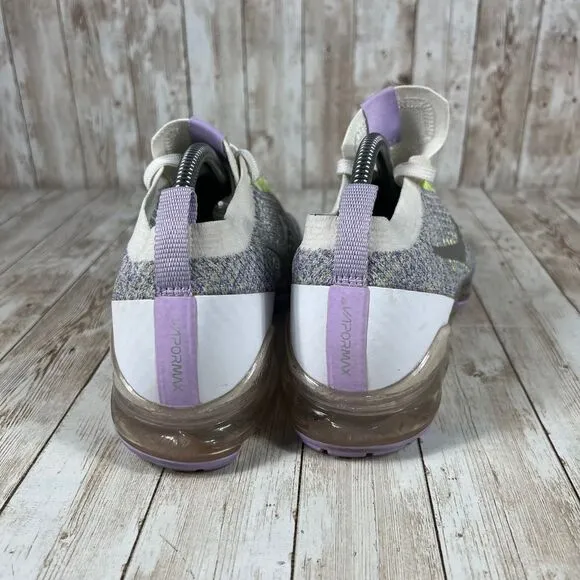Nike Air‎ VaporMax Flyknit Running Shoes Purple Gray Neon Accents Women's 7.5