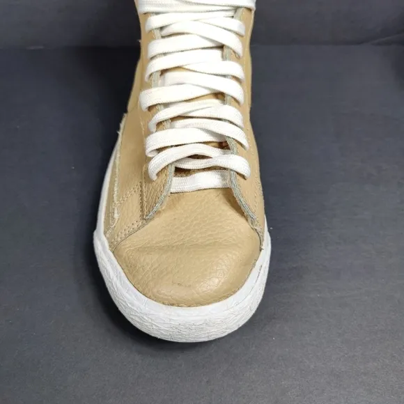 Nike Blazer Mid Premium Leather Linen Summit Tan Retro Sneakers Big Kids Size 7