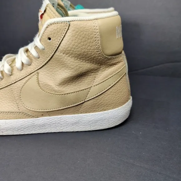 Nike Blazer Mid Premium Leather Linen Summit Tan Retro Sneakers Big Kids Size 7