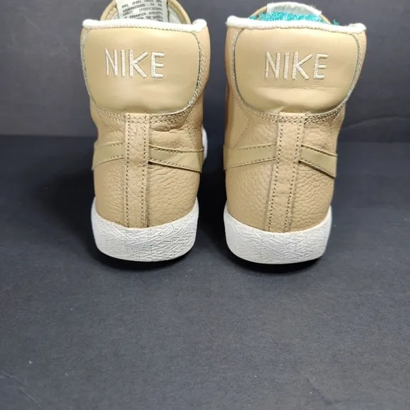 Nike Blazer Mid Premium Leather Linen Summit Tan Retro Sneakers Big Kids Size 7