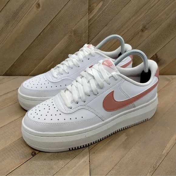 Nike Court Vision Alta Casual Platform Shoes Womens Size 9 White Pink Sneakers
