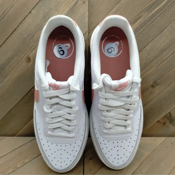 Nike Court Vision Alta Casual Platform Shoes Womens Size 9 White Pink Sneakers