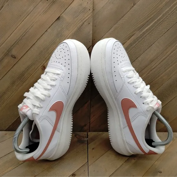 Nike Court Vision Alta Casual Platform Shoes Womens Size 9 White Pink Sneakers