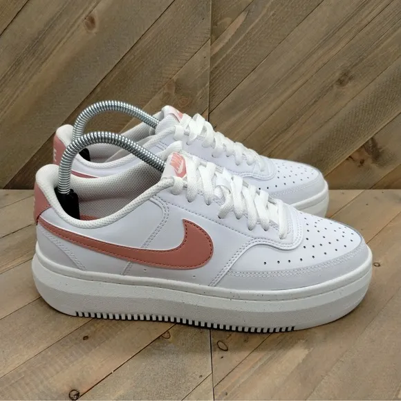 Nike Court Vision Alta Casual Platform Shoes Womens Size 9 White Pink Sneakers