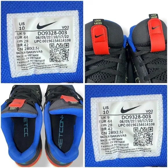 Nike D09328-003 Metcon 8 Anthracite Blue Lightning Sneakers Running Shoes Men 10