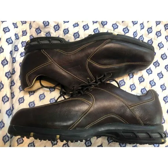 Nike Dark Brown Leather  Lace Up T@C Traction Golf Shoes zoom air Mens Size 11W