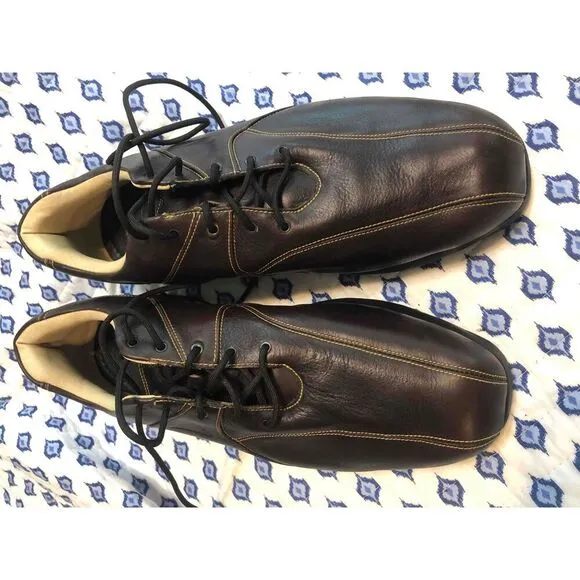 Nike Dark Brown Leather  Lace Up T@C Traction Golf Shoes zoom air Mens Size 11W