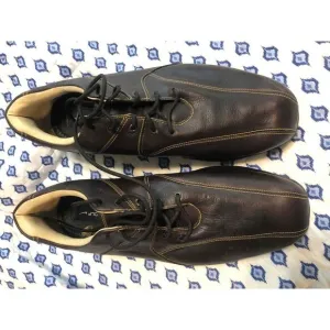 Nike Dark Brown Leather  Lace Up T@C Traction Golf Shoes zoom air Mens Size 11W