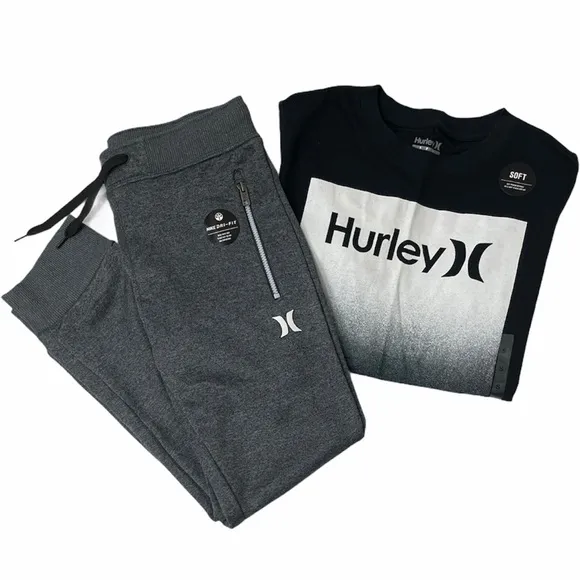 Nike Dri Fit Hurley Athletic Set 2 Pc Long Sleeve Shirt &amp; Jogger Pants Boy Small