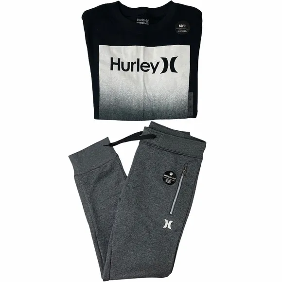 Nike Dri Fit Hurley Athletic Set 2 Pc Long Sleeve Shirt &amp; Jogger Pants Boy Small