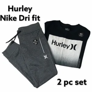 Nike Dri Fit Hurley Athletic Set 2 Pc Long Sleeve Shirt &amp; Jogger Pants Boy Small