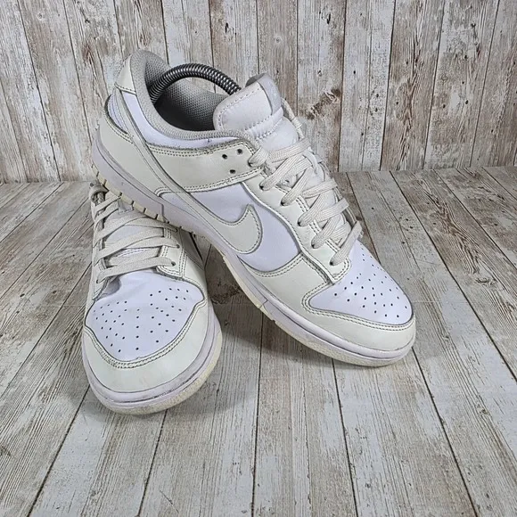 Nike Dunk Low Casual Sneakers Leather Everyday Shoes White Size 10