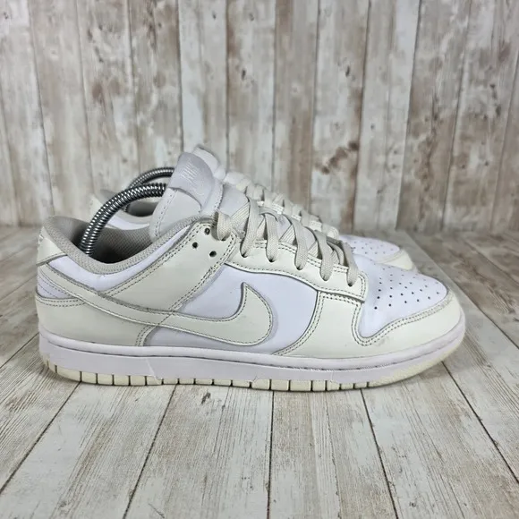 Nike Dunk Low Casual Sneakers Leather Everyday Shoes White Size 10