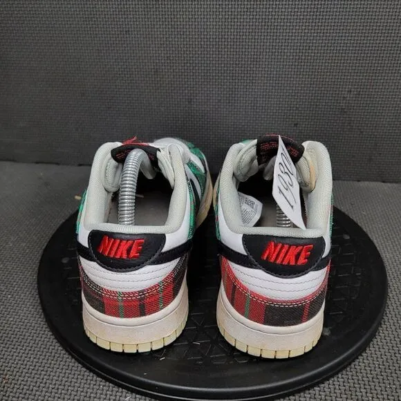 Nike Dunk Low Tartan Plaid Shoes Mens Sz 8 White Green Red Sneakers Trainers