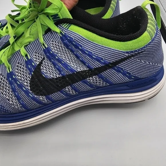 Nike FlyKnit One Sneakers Blue/Green 554887-401 Running Shoes Size 10.5