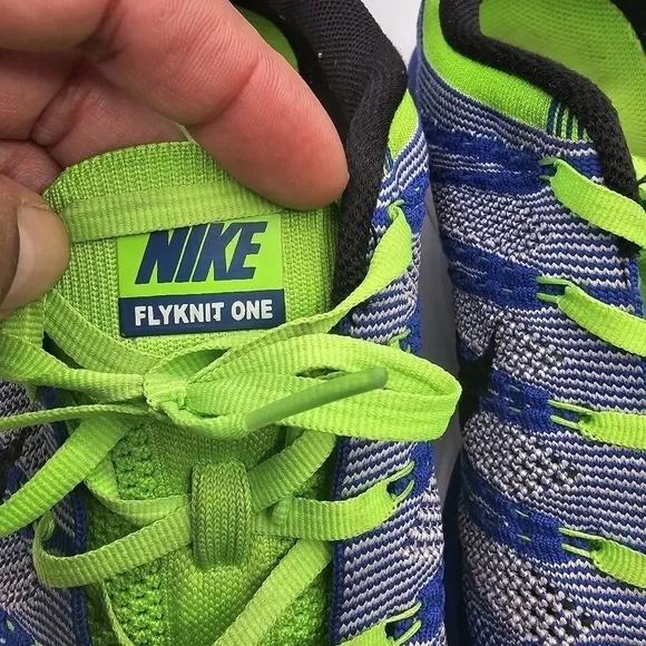 Nike FlyKnit One Sneakers Blue/Green 554887-401 Running Shoes Size 10.5
