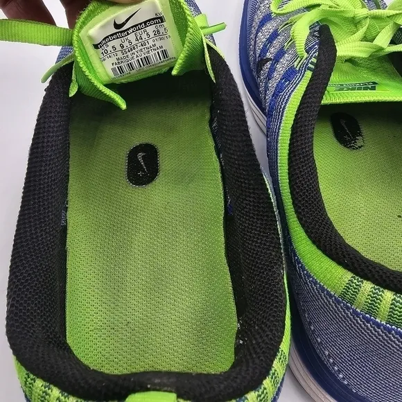 Nike FlyKnit One Sneakers Blue/Green 554887-401 Running Shoes Size 10.5
