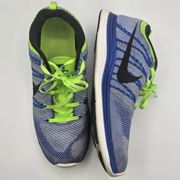 Nike FlyKnit One Sneakers Blue/Green 554887-401 Running Shoes Size 10.5