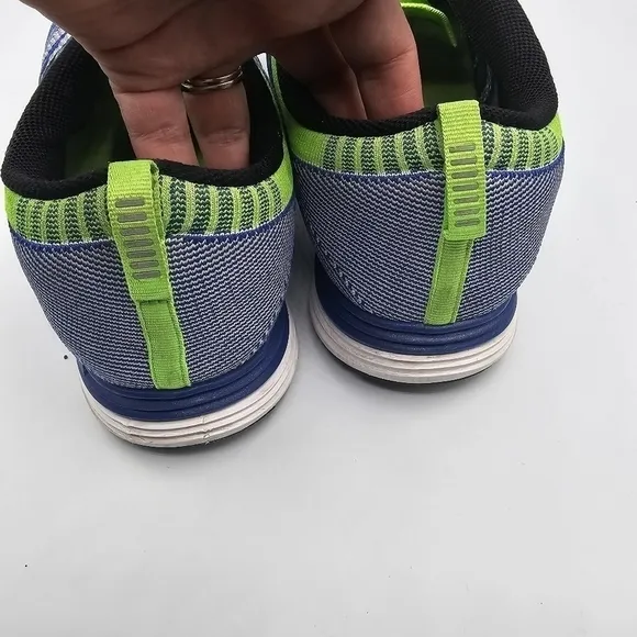 Nike FlyKnit One Sneakers Blue/Green 554887-401 Running Shoes Size 10.5